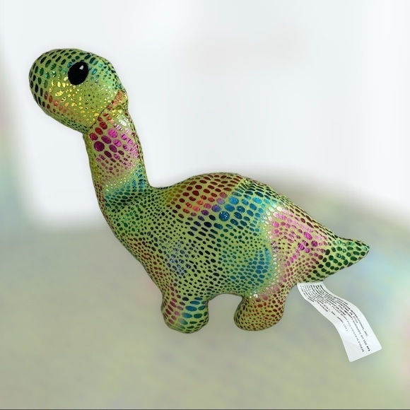 Long Neck sparkly rainbow dinosaur plush 9 inch - Picture 1 of 4